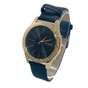 Reloj de Mujer Redondo Con Colores en Dorado y Negro  N272