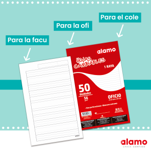 ALAMO HOJAS 1 RAYA OFICIO 50PC