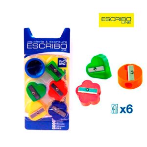 Sacapuntas de plástico Escribo pack 6 unidades