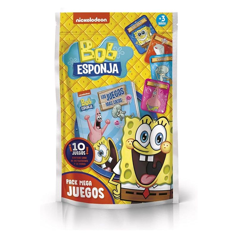 Pack de 10 mega juegos de Bob Esponja con instrucciones y fichas FUB007