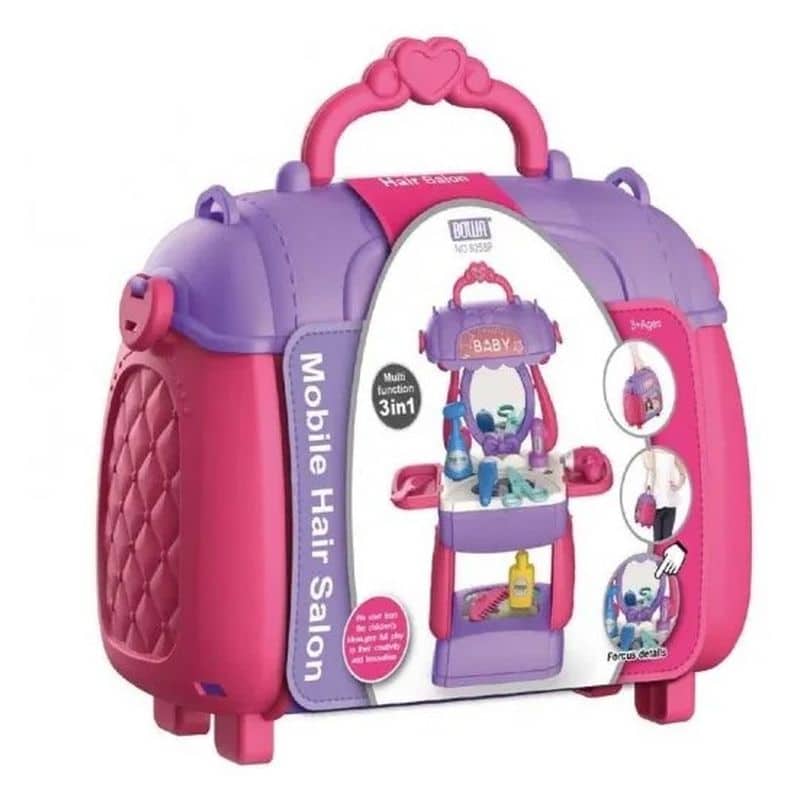 Mini maletín peluquería móvil 3 en 1 con asa de 21 accesorios