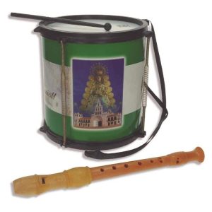 Tambor rociero grande infantil con flauta dulce de Claudio Reig 3121