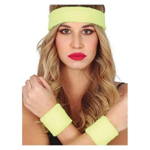 Accesorio para disfraz conjunto muñequeras y cinta amarilla 18817 GUIRCA