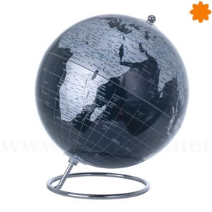 Globo terráqueo plateado de metal estilo Vintage