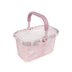Cesta compra Carlota La Nina de color rosa con estampado de estrellas