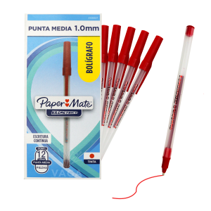 12 Piezas Bolígrafo Punta Media 1.0mm Paper Mate Kilometrico