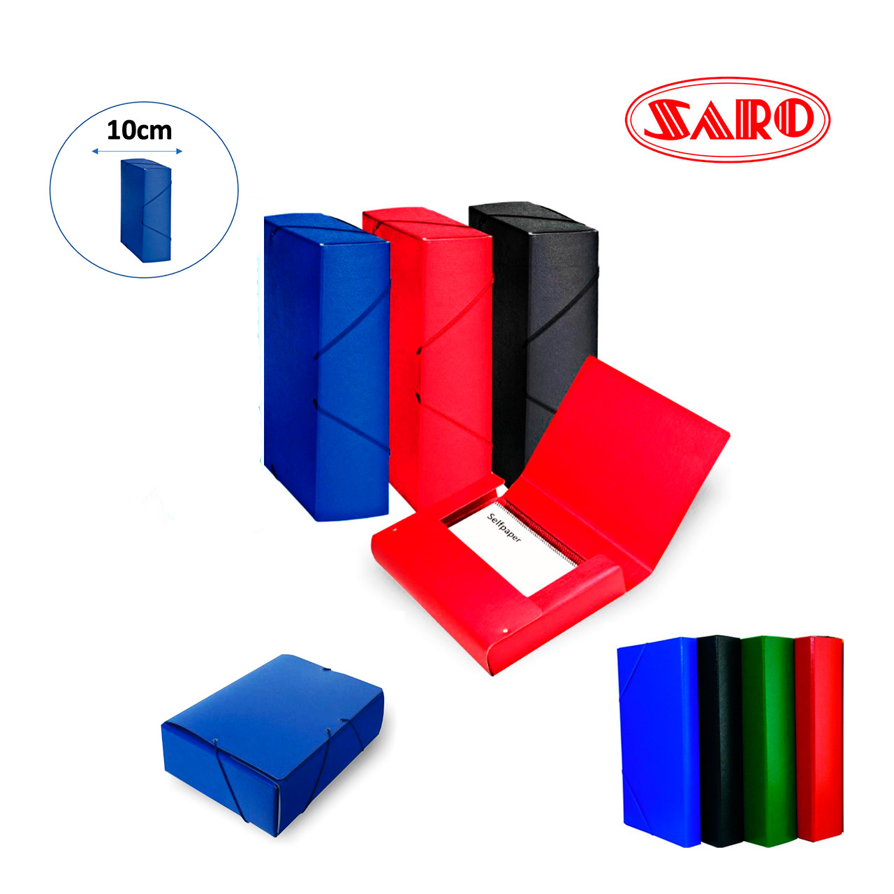 Caja carpeta de proyectos grande de carton lomo 10cm Saro colores surtidos