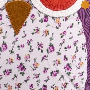 Cojín búho lila estilo patchwork
