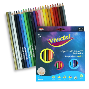 Lapices De Colores Vividel 24 Piezas Largos Redondos