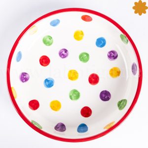 Fuente de cerámica estilo retro colección lunares de colores