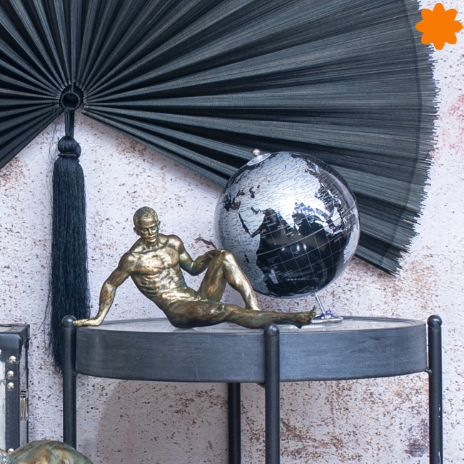Globo terráqueo plateado de metal estilo Vintage - Imagen 2