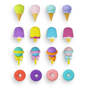 4 Paquetes Goma Borrador Helados Paleta Dona Kawaii 3d