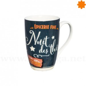 Gran taza para café o té de cerámica con tonalidades azules