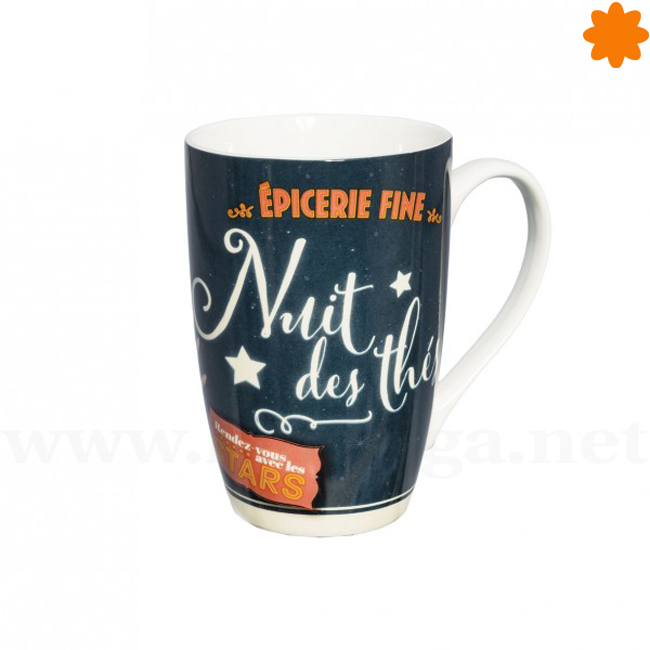 Gran taza para café o té de cerámica con tonalidades azules