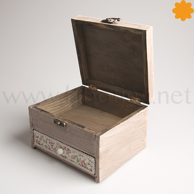 Joyero caja rústica decorada con flores estilo vintage - Imagen 3