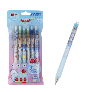 6 Boligrafo Retractil Tinta Negra Mp-2502 Kawaii