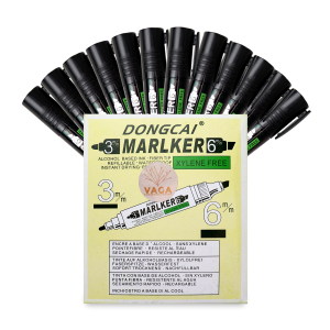 12 Pzs Marcador Permanente Doble Punta Grueso Negro