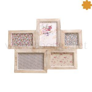 Marco vintage blanco múltiple para colgar con cinco fotografías