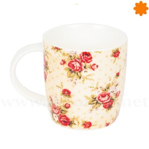 Mug para desayunar de flores de colores vintage