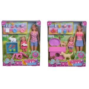 Muñecas Steffi y Evi Love Set Animales Felices de Simba