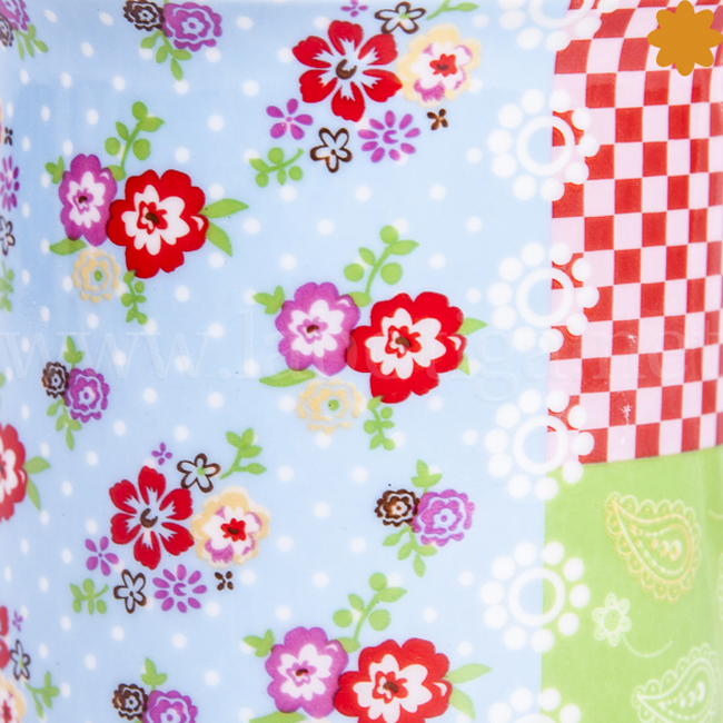 Taza estilo Patchwork de Colores azul verde y marrón