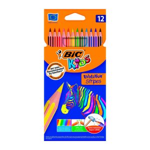 Pinturas Evolution Stripes Kids 12 colores Bic