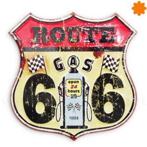 Placa con la silueta ruta 66 de metal para colgar en la pared