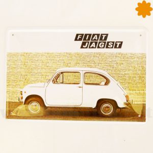 Placa metálica del Fiat Jagst de color blanco para la pared