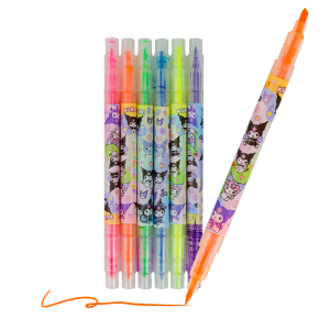 6 Marcadores Plumin Neon Doble Punta Kuromi Kawaii