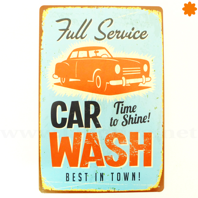 Rótulo metálico «car wash» ¡El mejor de la ciudad!