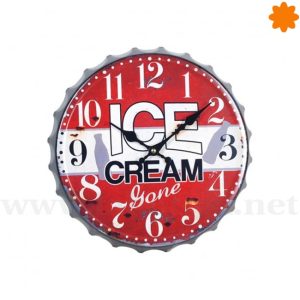 Reloj de pared estilo chapa de botella «Ice Cream» – (33cm)