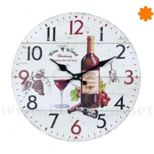 Reloj para la pared decorado con uvas y vino – (34cm)