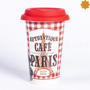 Fabuloso vaso para el café de porcelana reutilizable Café París